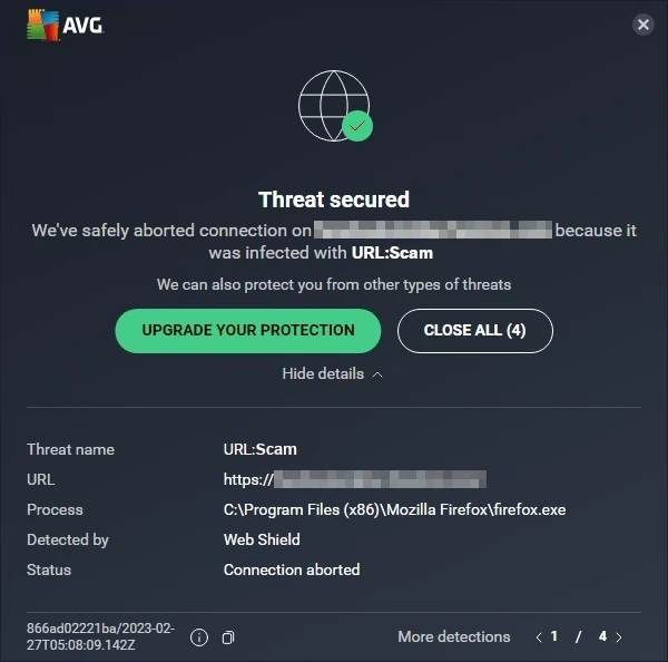 URL:Scam Avast notification